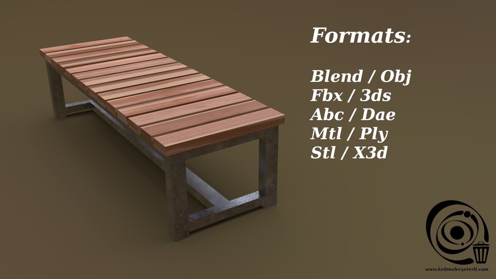 Bench 07 Low-poly 3D model_2