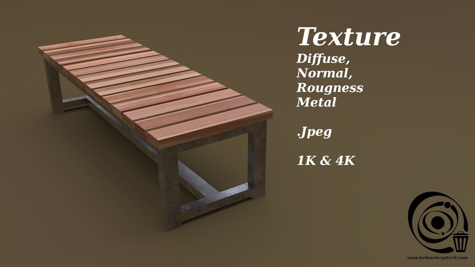 Bench 07 Low-poly 3D model_4