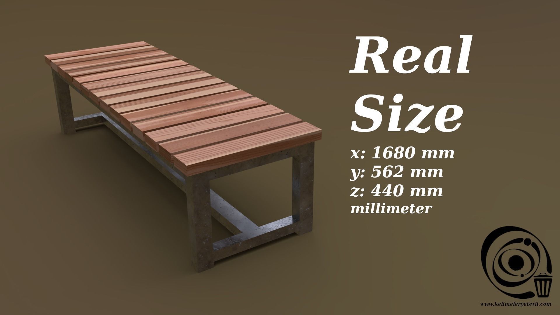Bench 07 Low-poly 3D model_3