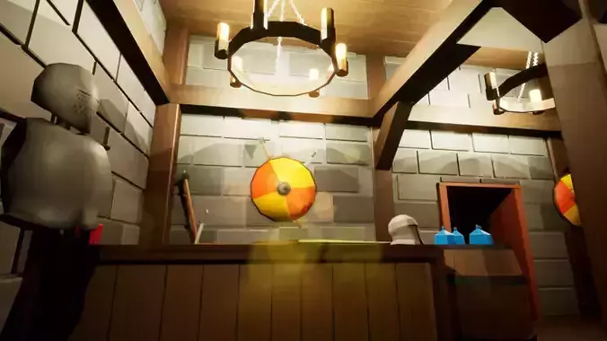 Low Poly Medieval Fantasy Merchant Shop Interior