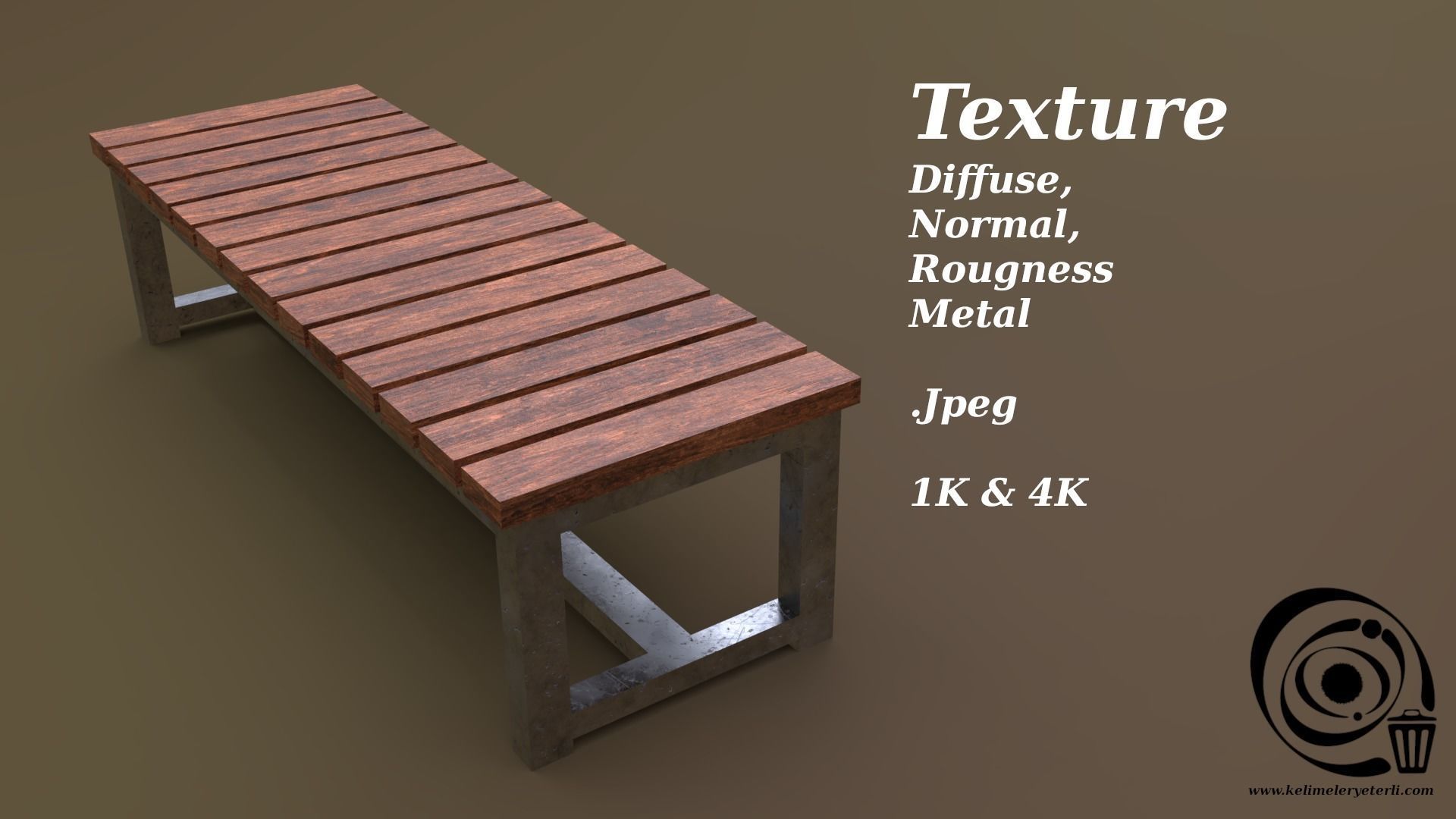Bench 08 Low-poly 3D model_4