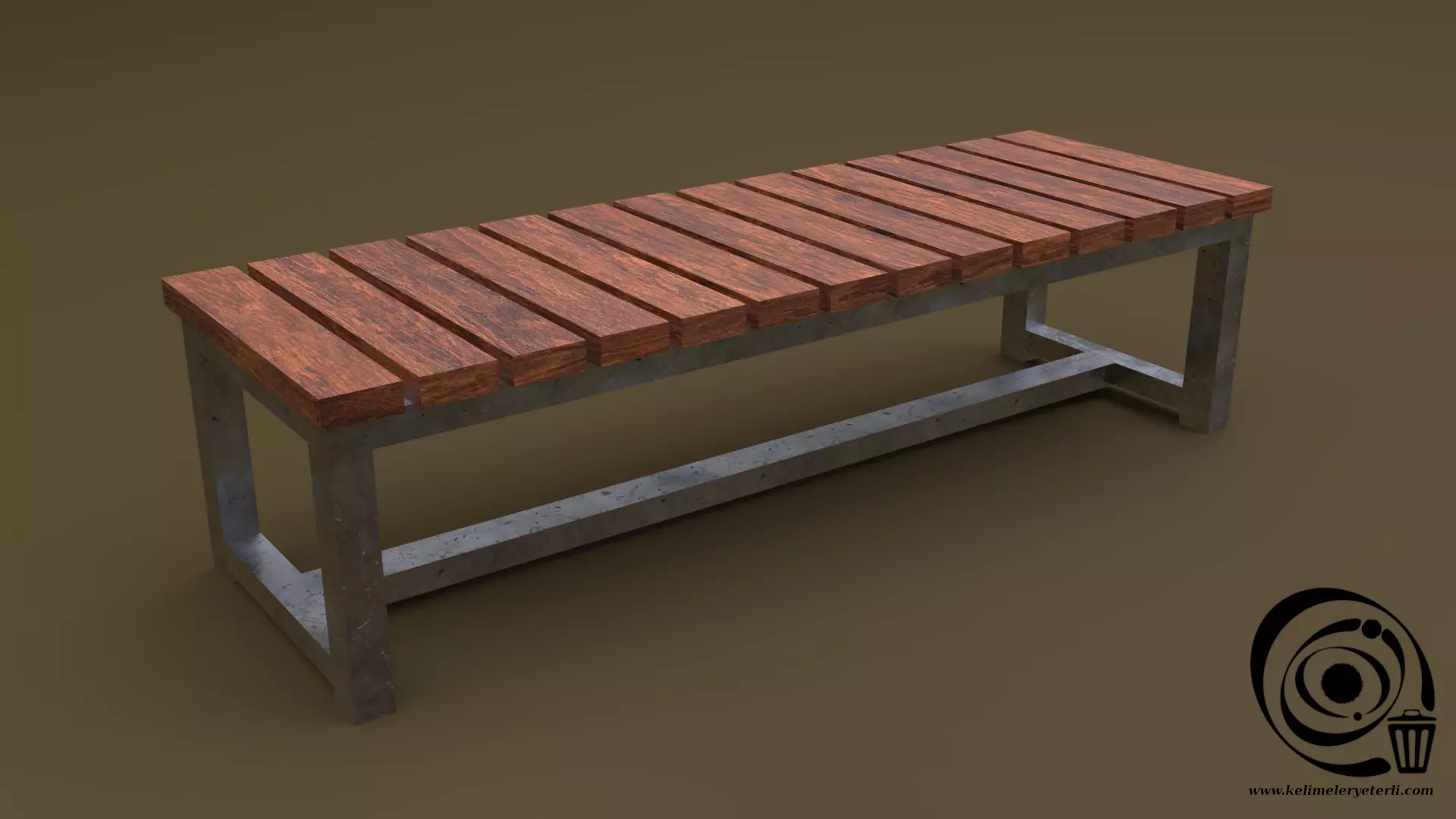 Bench 08 Low-poly 3D model_0