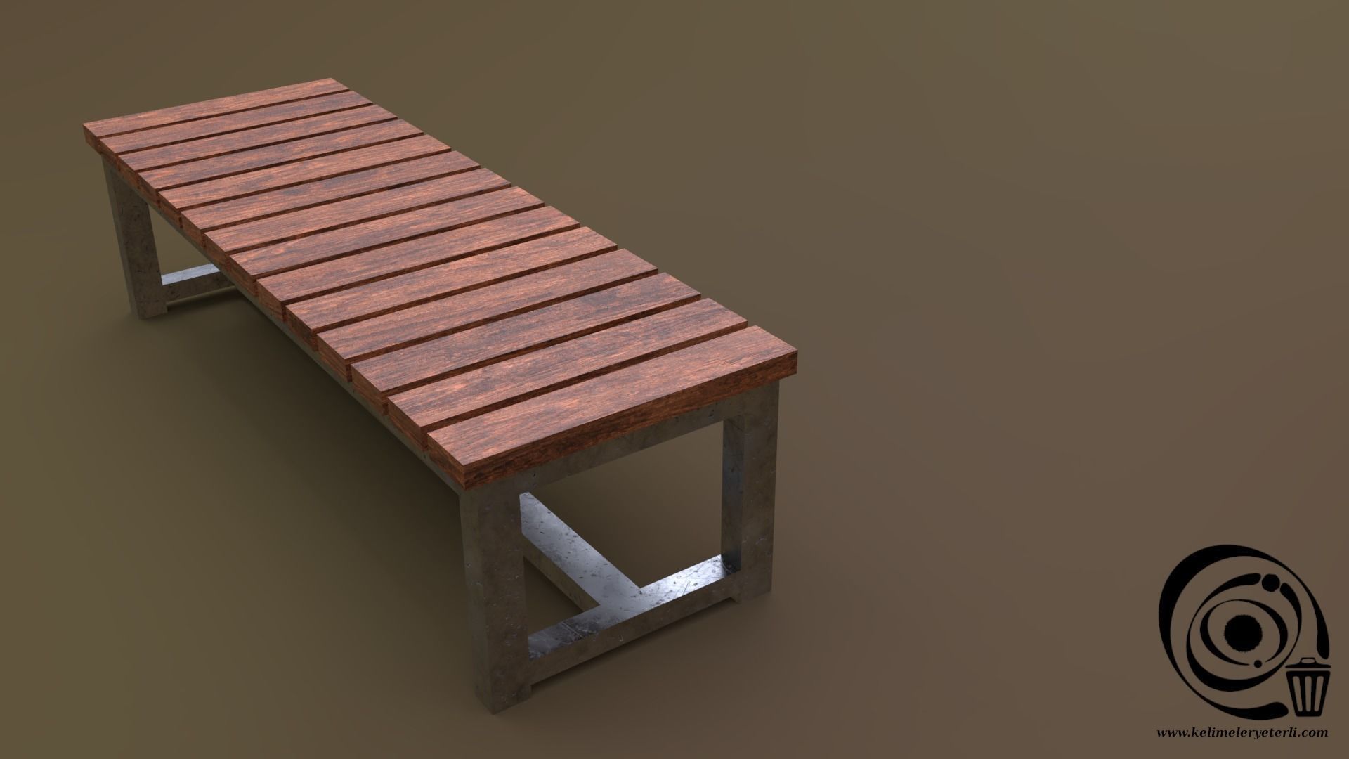 Bench 08 Low-poly 3D model_1