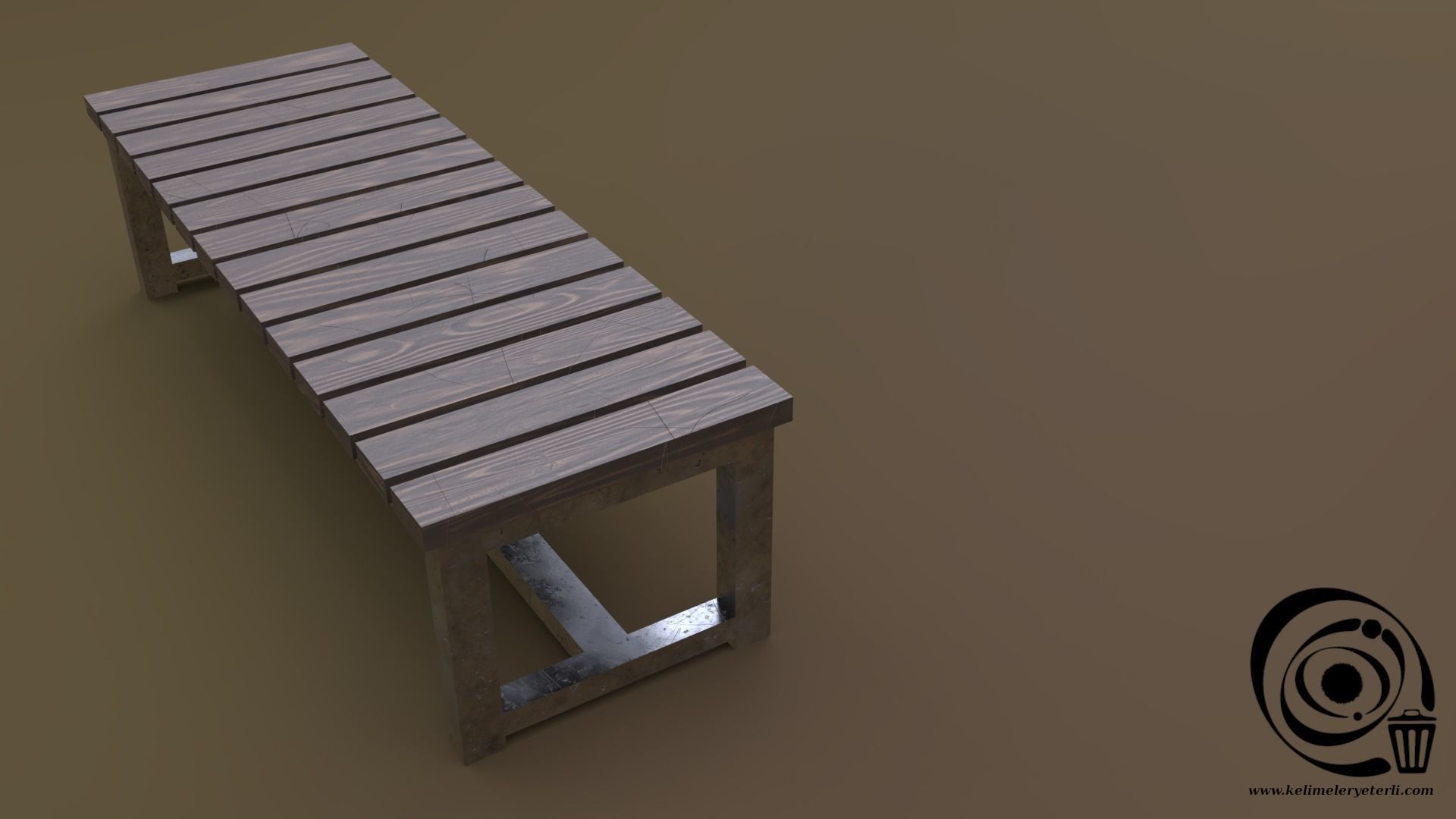Bench 09 Low-poly 3D model_1