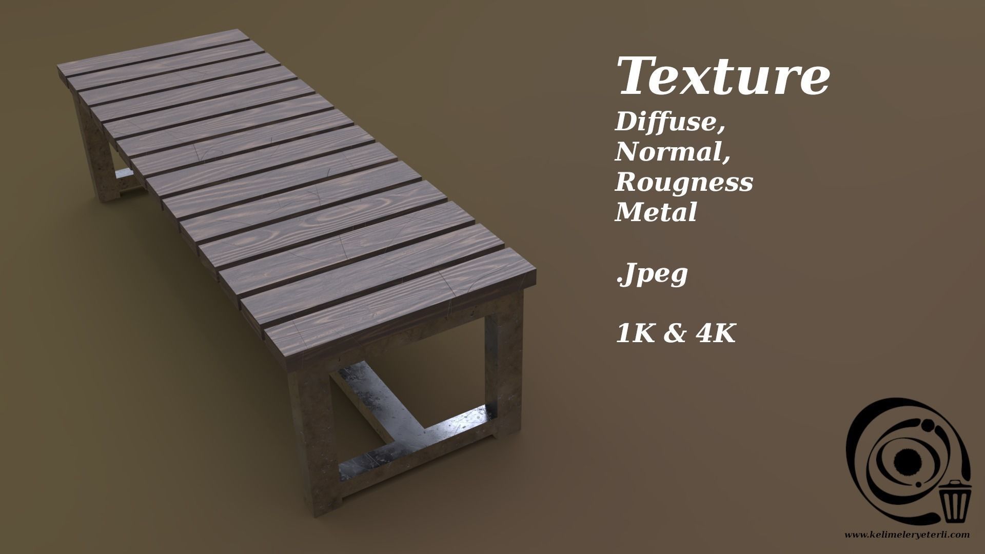 Bench 09 Low-poly 3D model_4