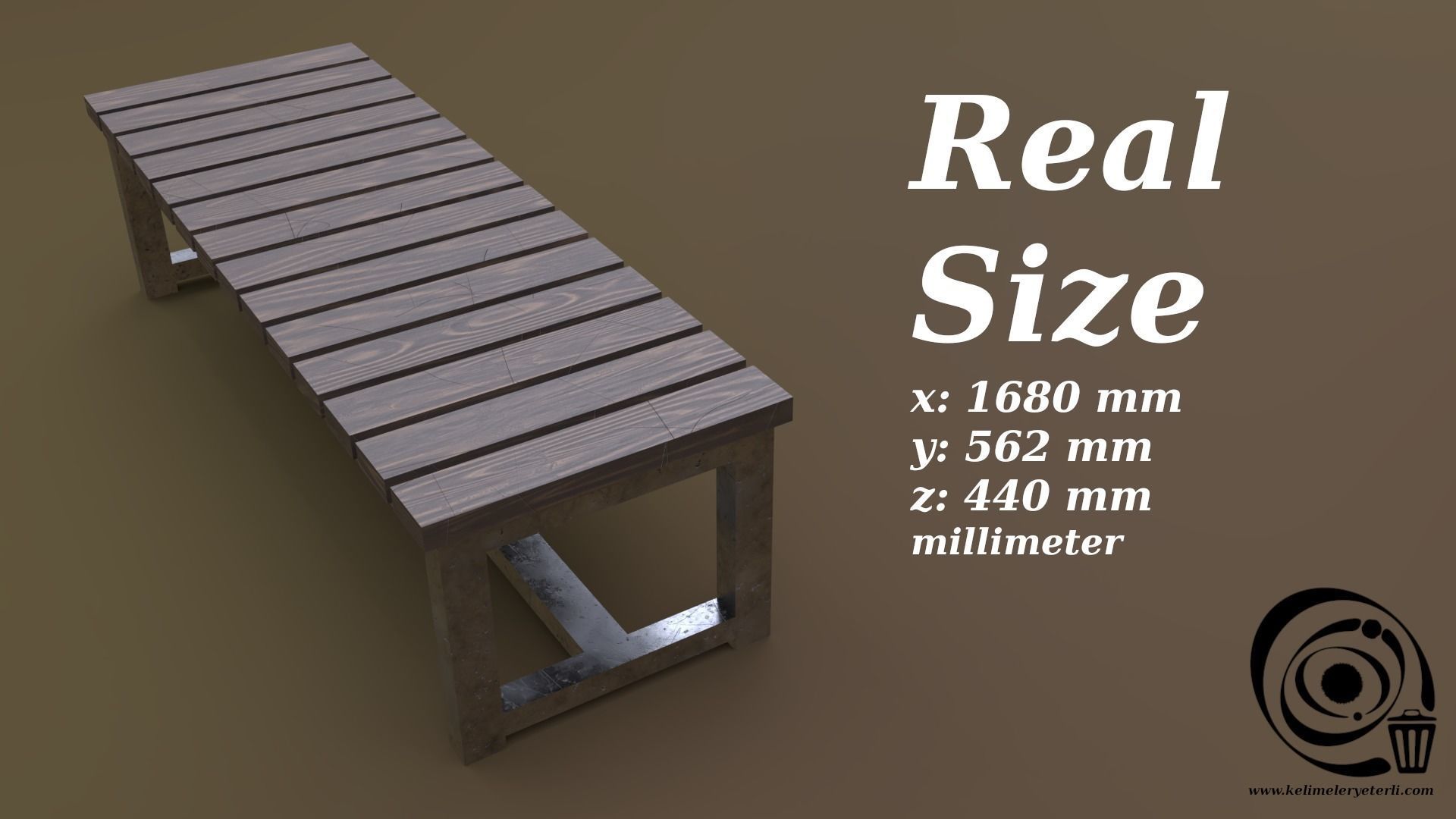 Bench 09 Low-poly 3D model_3