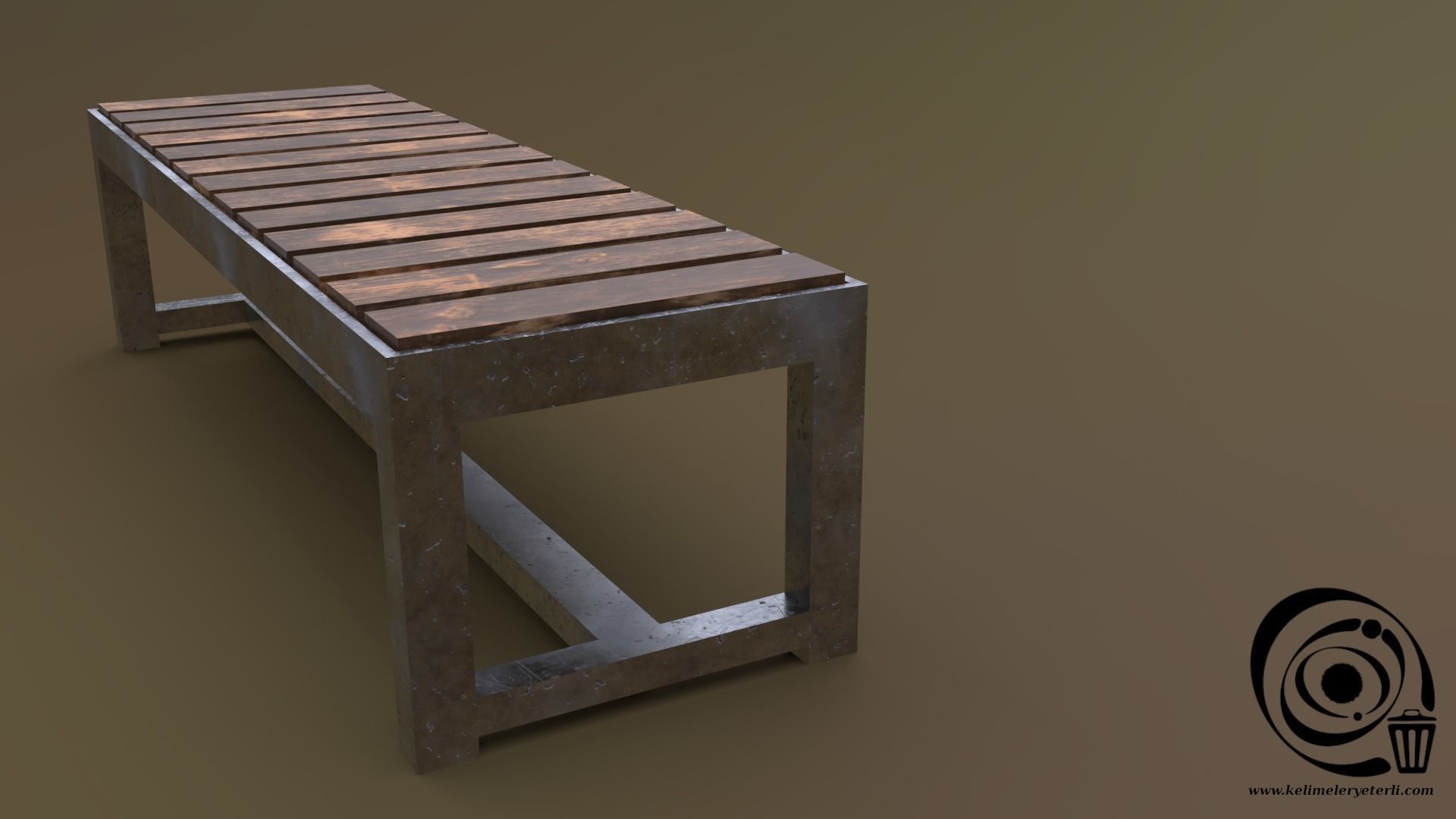 Bench 11 Low-poly 3D model_1