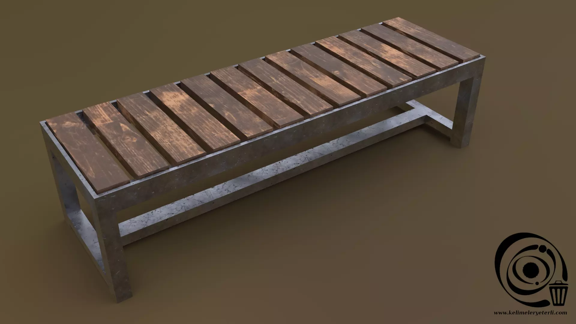 Bench 11 Low-poly 3D model_0