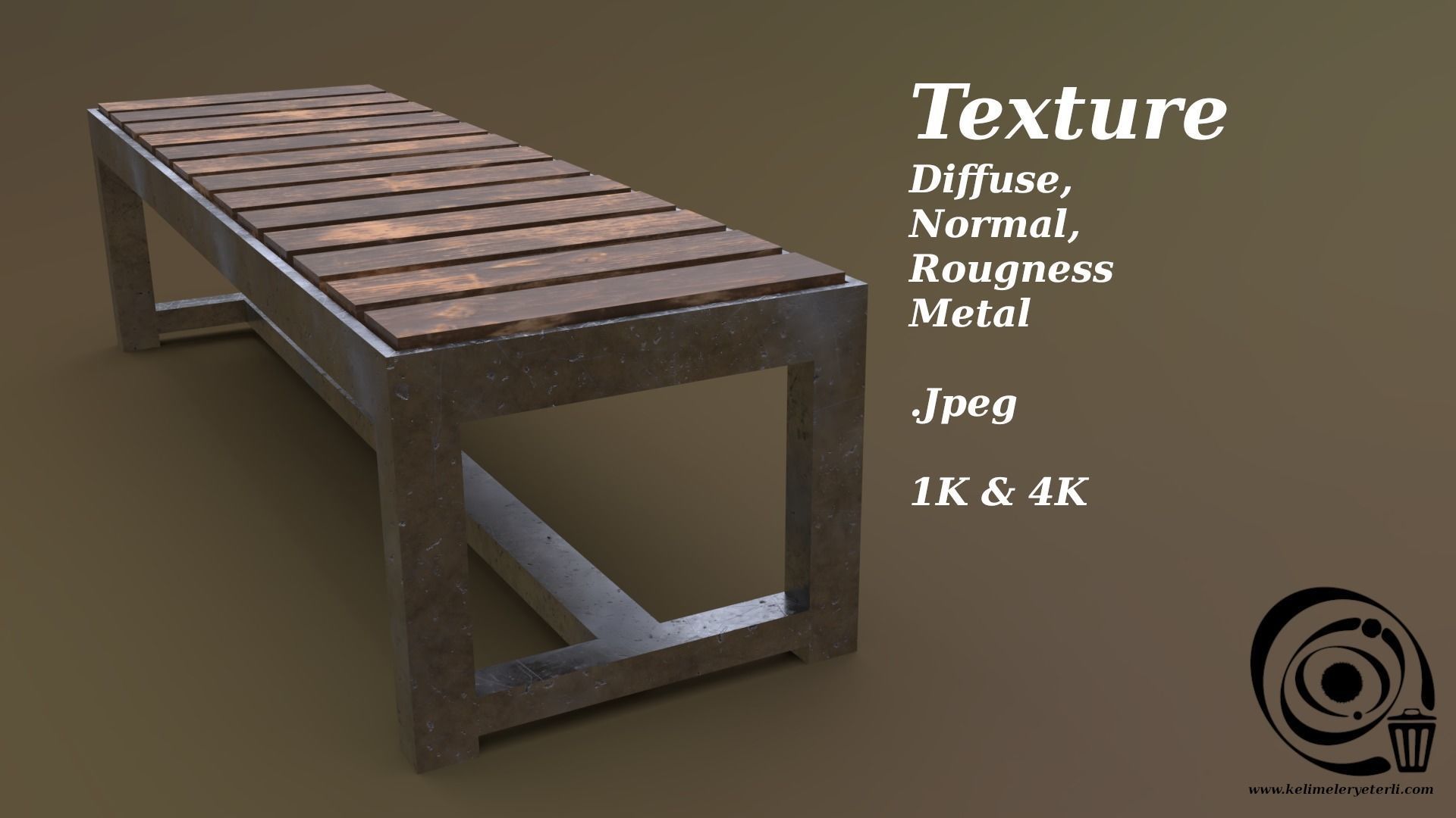Bench 11 Low-poly 3D model_4