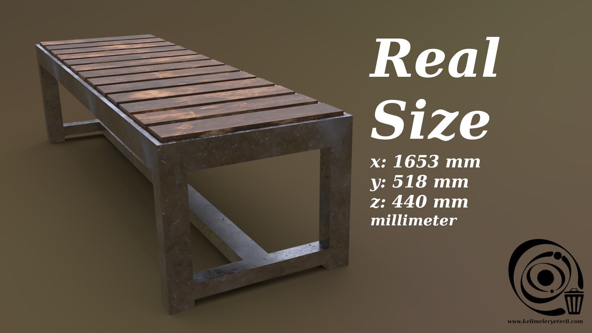 Bench 11 Low-poly 3D model_3