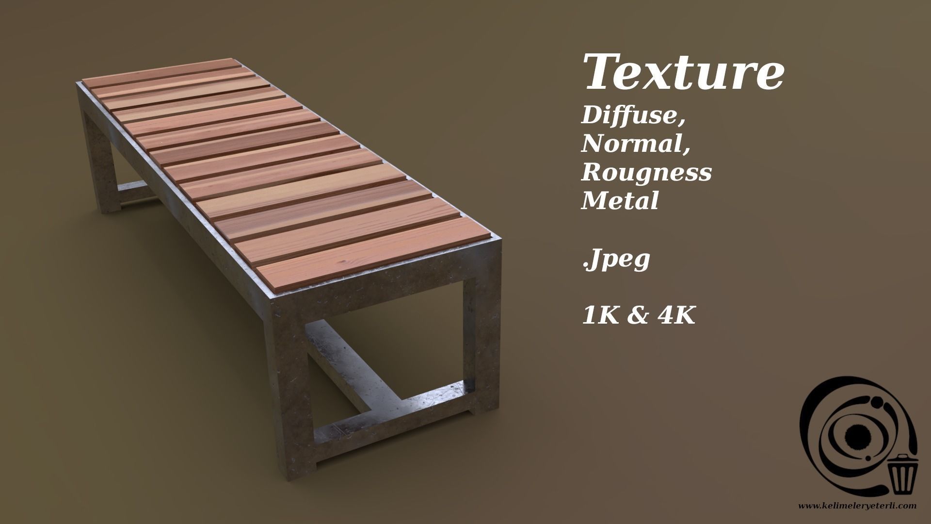 Bench 12 Low-poly 3D model_4