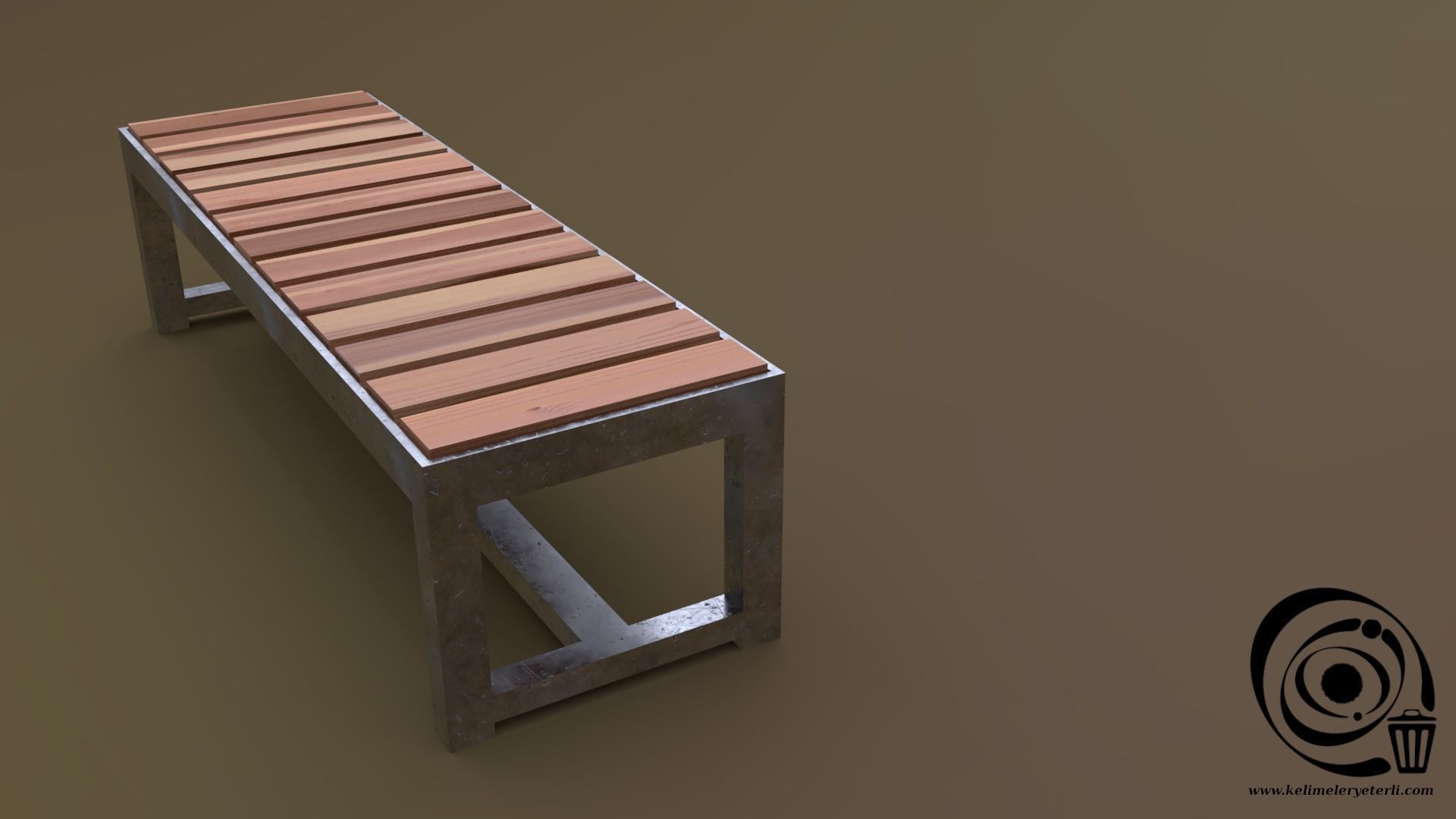 Bench 12 Low-poly 3D model_1