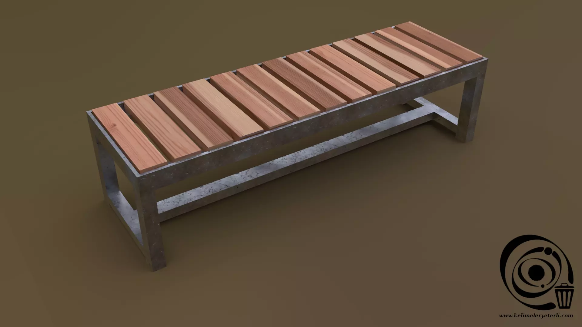 Bench 12 Low-poly 3D model_0