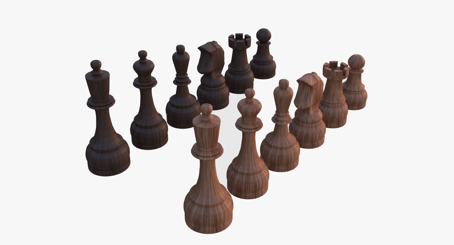 Chess Set Pieces Low-poly 3D model_5