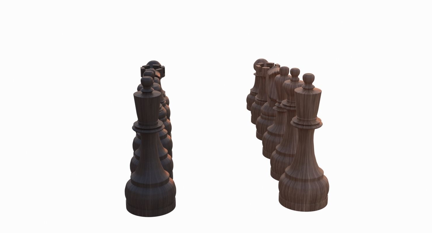 Chess Set Pieces Low-poly 3D model_12