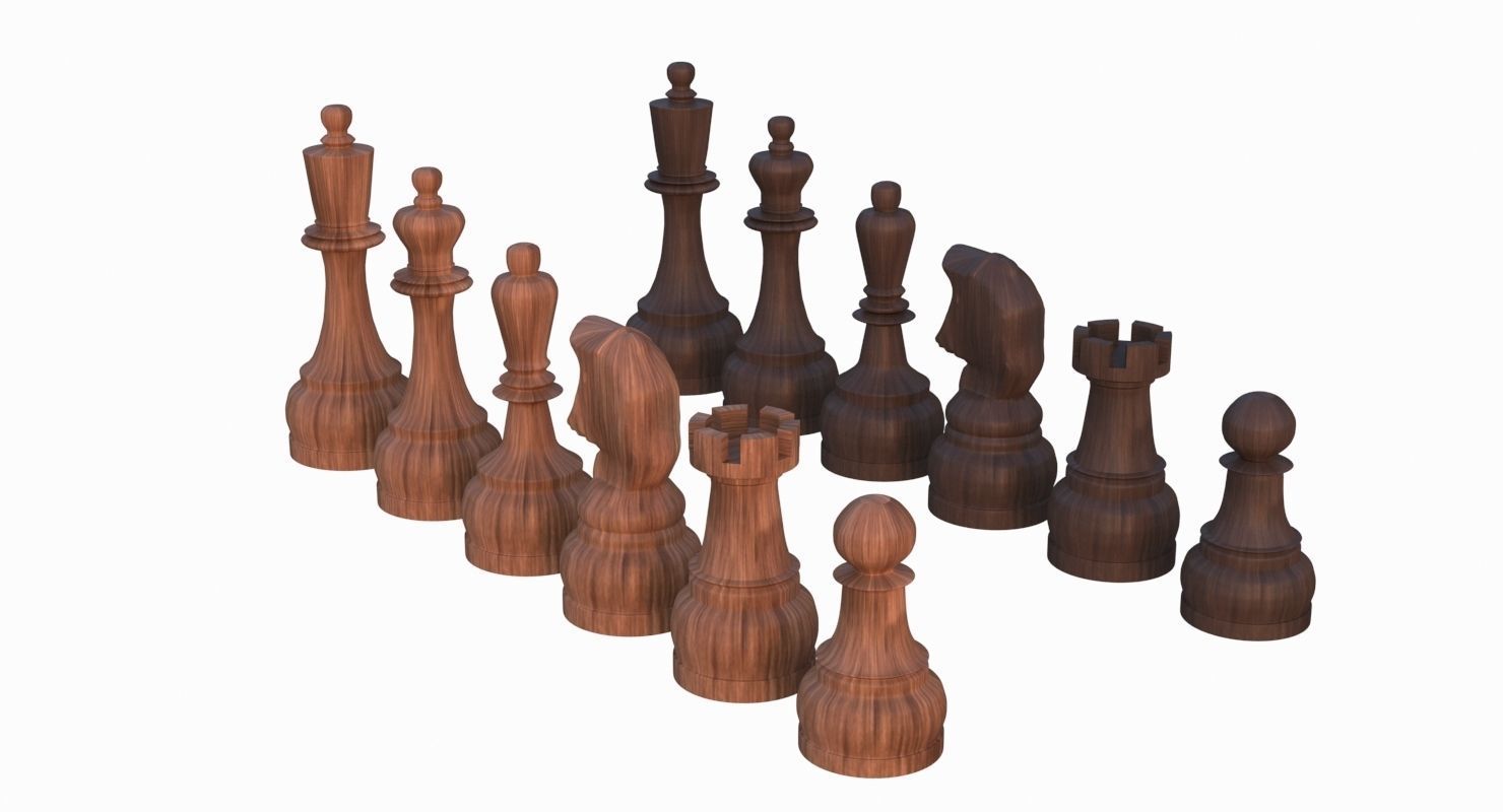 Chess Set Pieces Low-poly 3D model_19