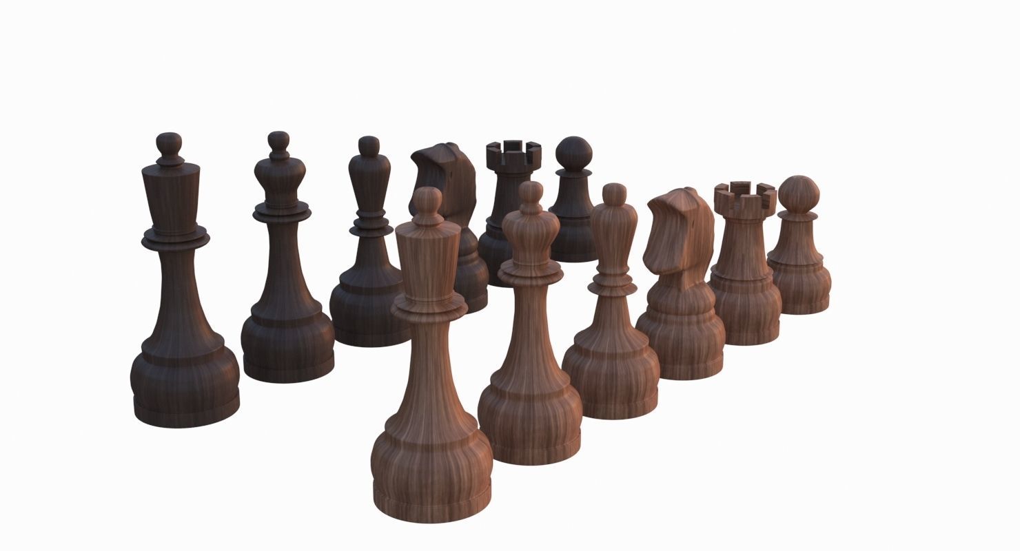 Chess Set Pieces Low-poly 3D model_14