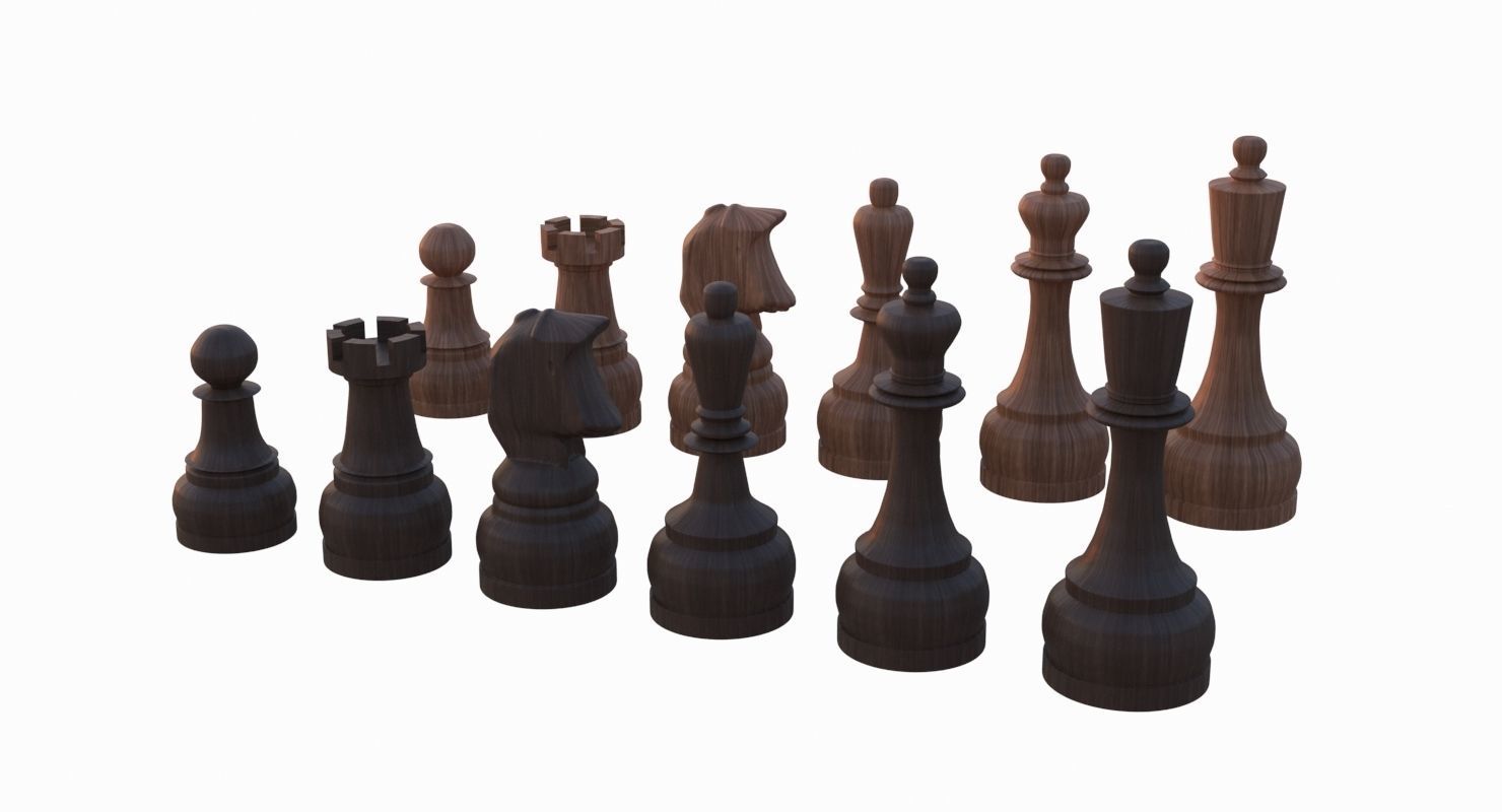 Chess Set Pieces Low-poly 3D model_9