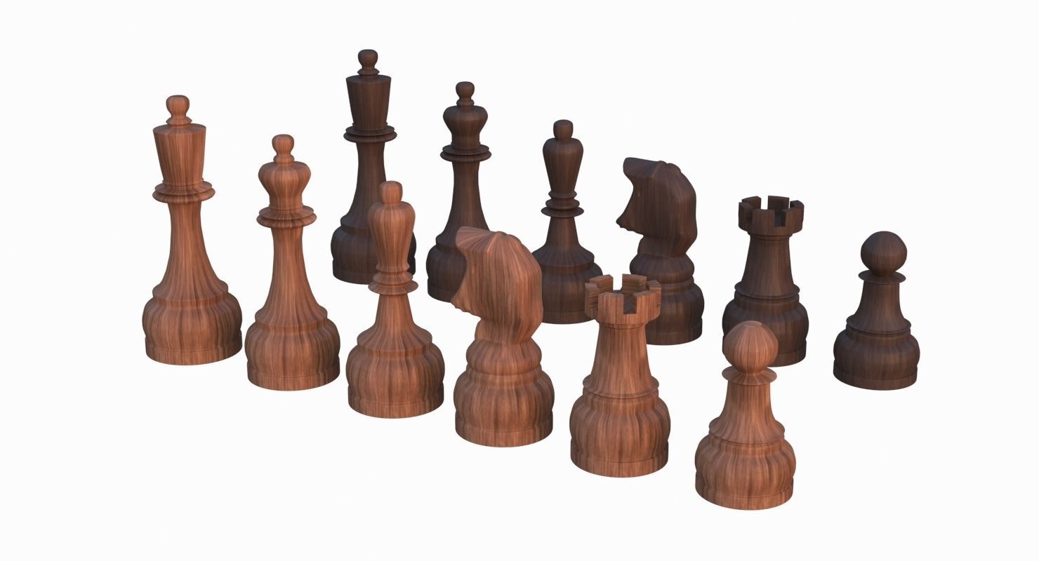 Chess Set Pieces Low-poly 3D model_18
