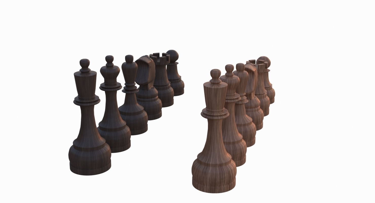Chess Set Pieces Low-poly 3D model_13