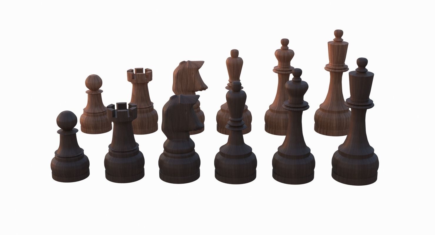 Chess Set Pieces Low-poly 3D model_8