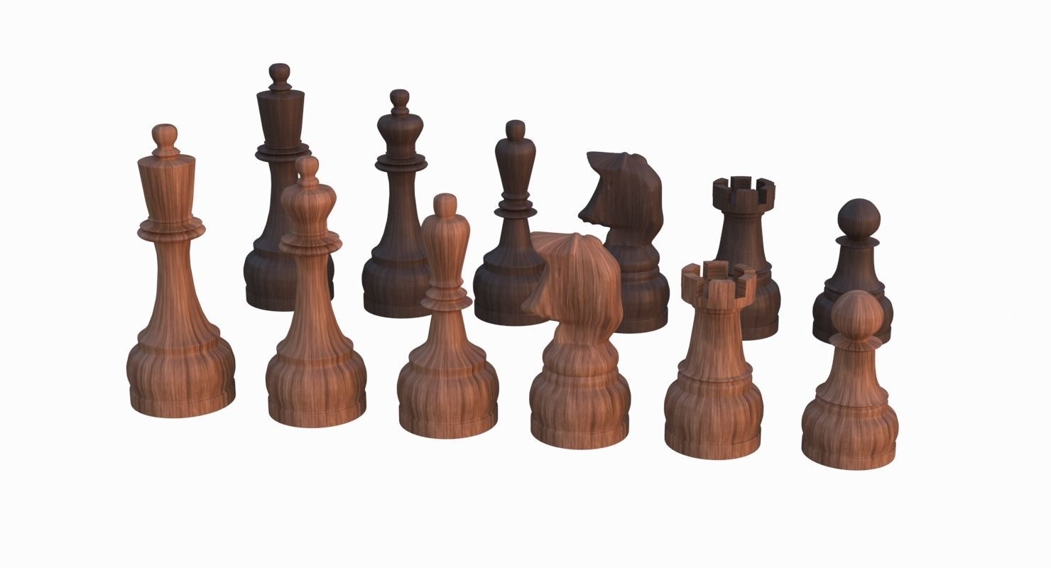 Chess Set Pieces Low-poly 3D model_17