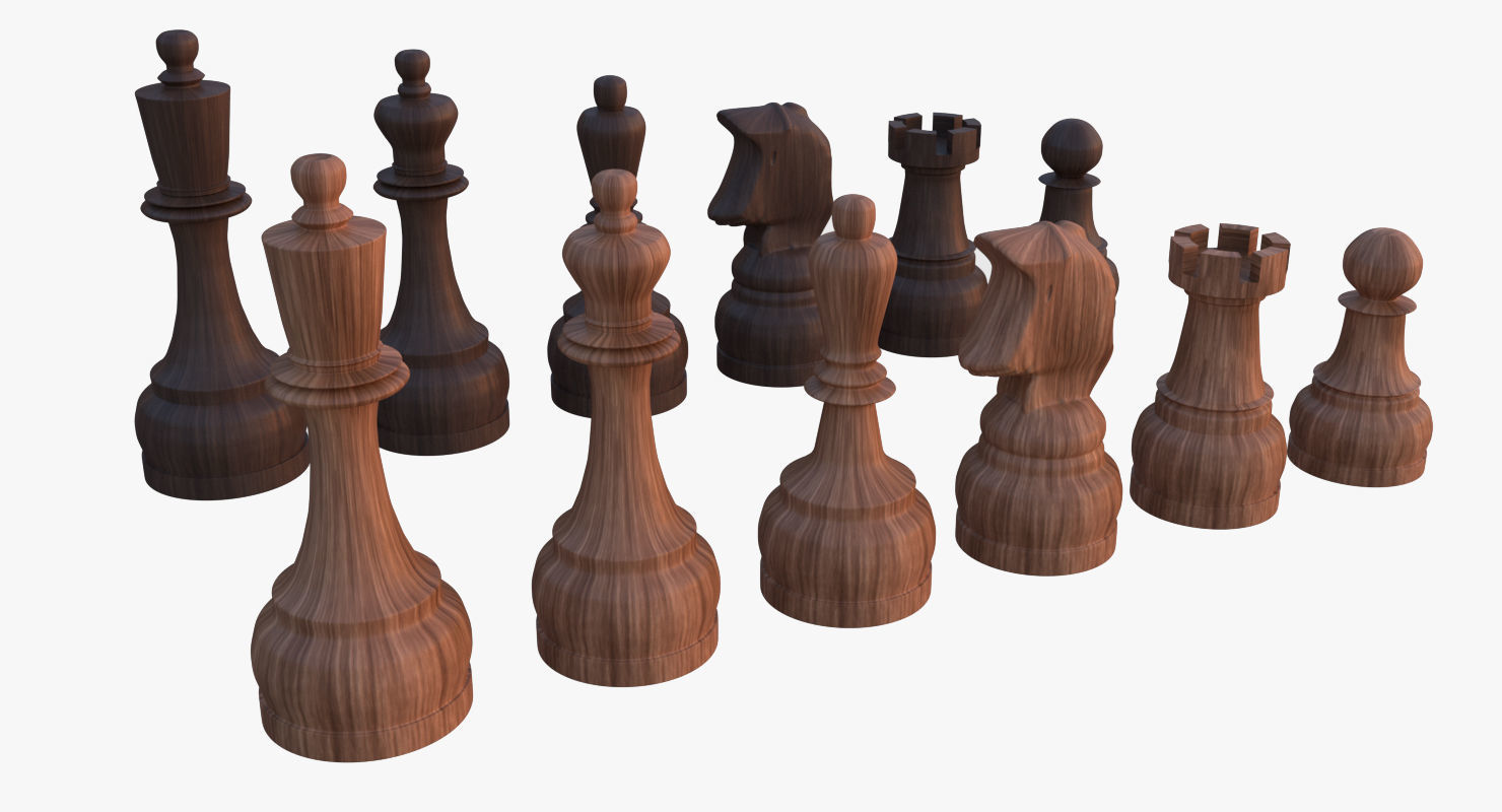 Chess Set Pieces Low-poly 3D model_6