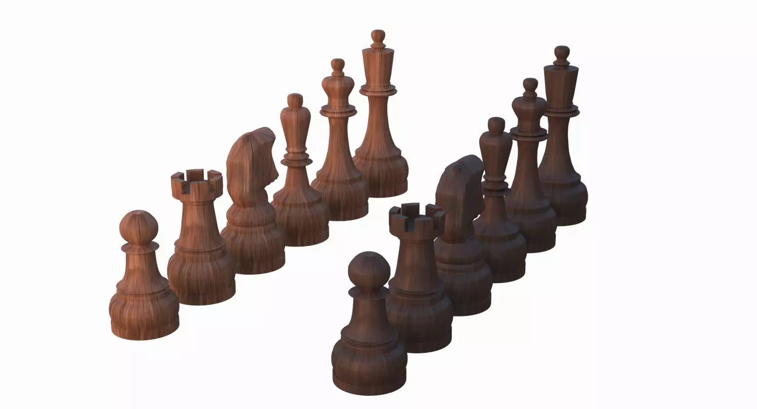 Chess Set Pieces Low-poly 3D model_0