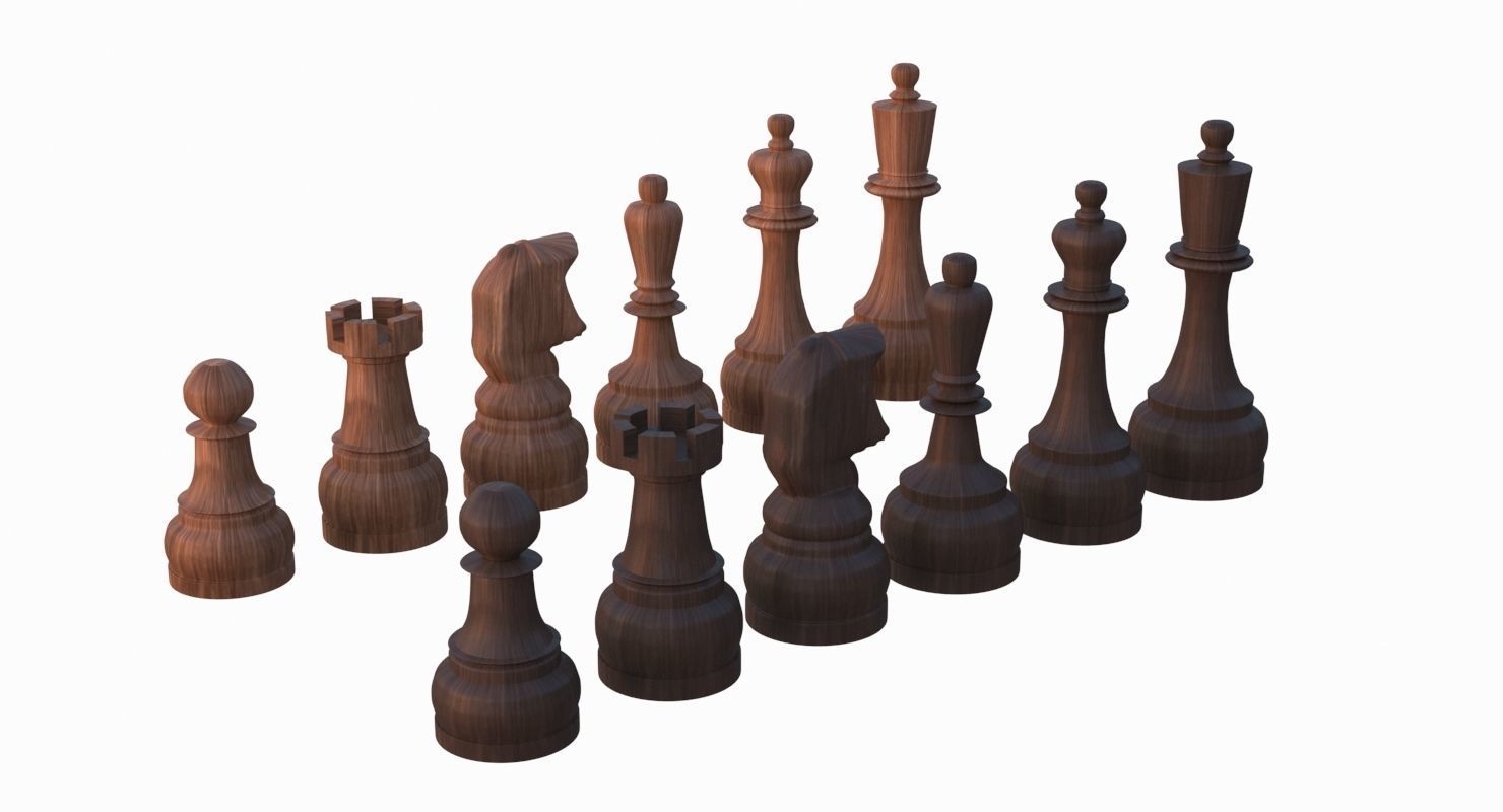 Chess Set Pieces Low-poly 3D model_22