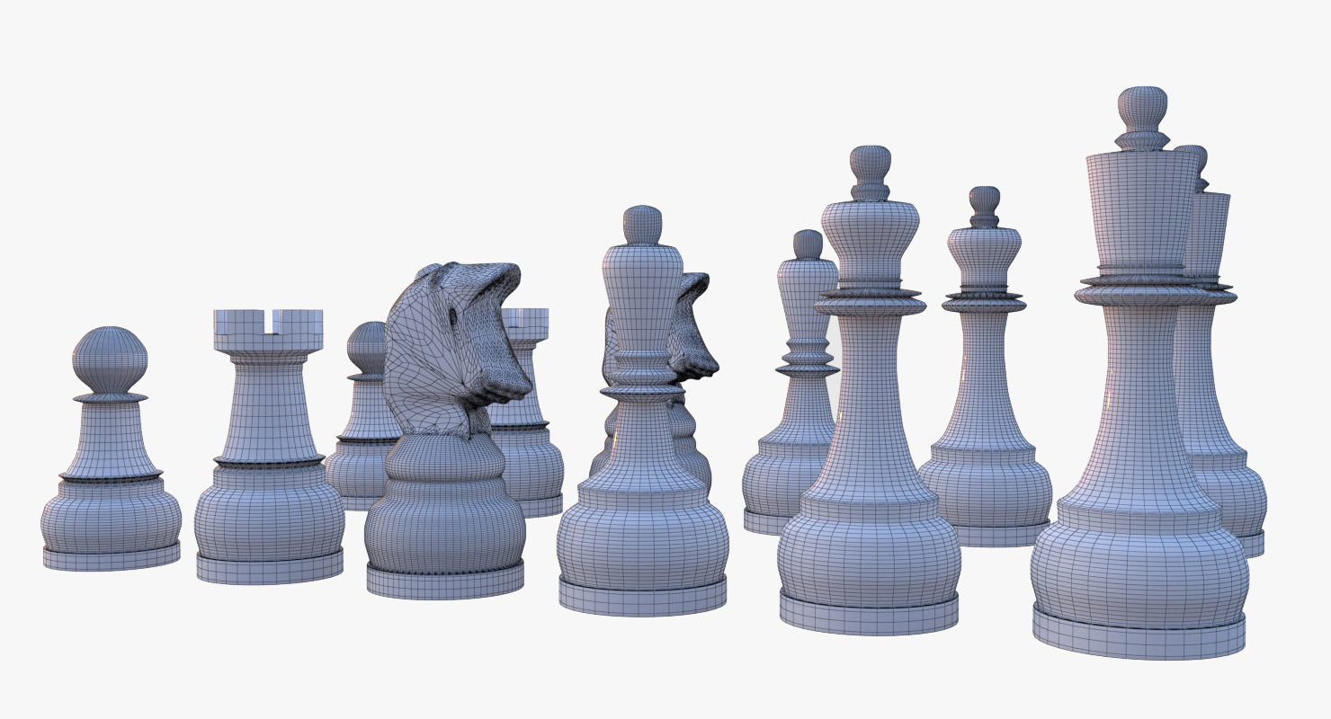 Chess Set Pieces Low-poly 3D model_4