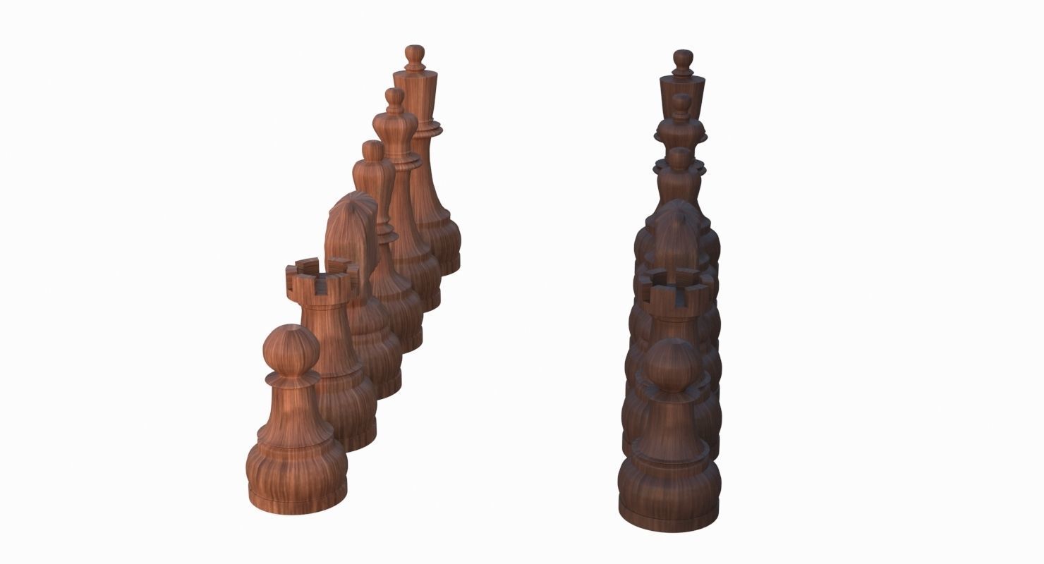 Chess Set Pieces Low-poly 3D model_21