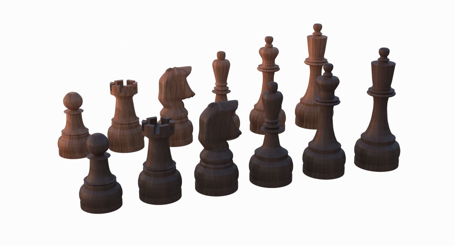 Chess Set Pieces Low-poly 3D model_23