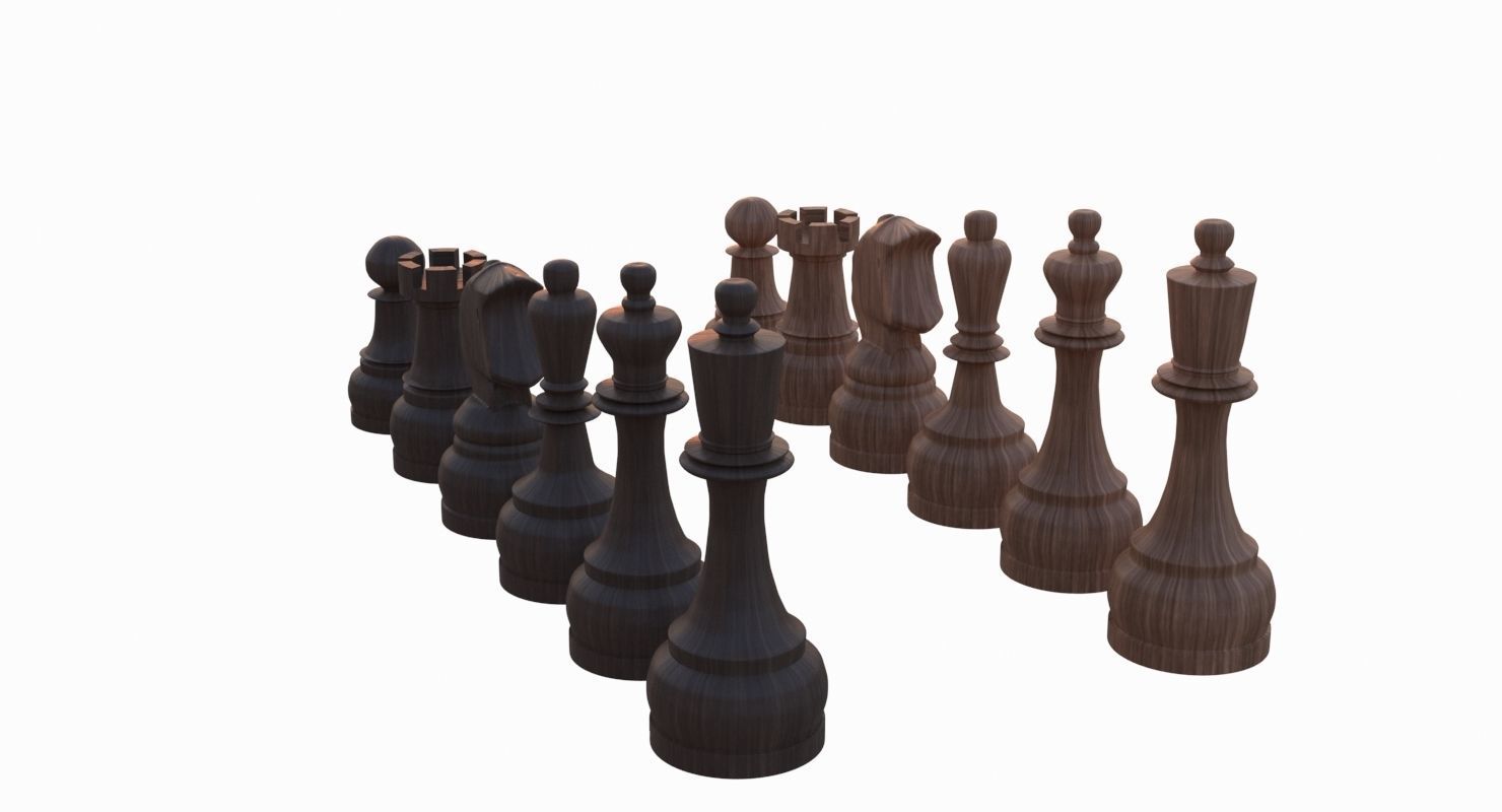 Chess Set Pieces Low-poly 3D model_11