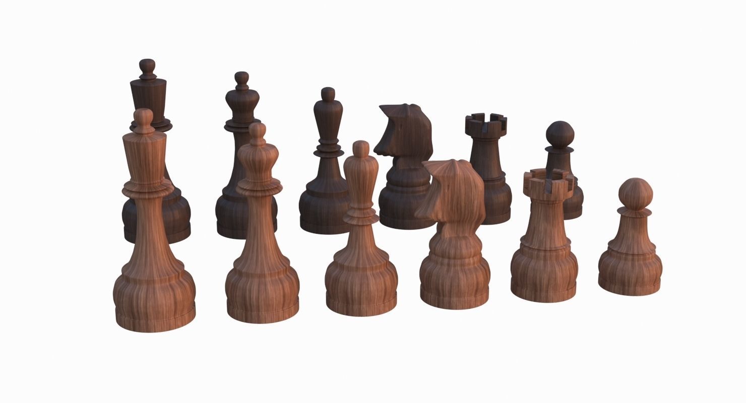 Chess Set Pieces Low-poly 3D model_16