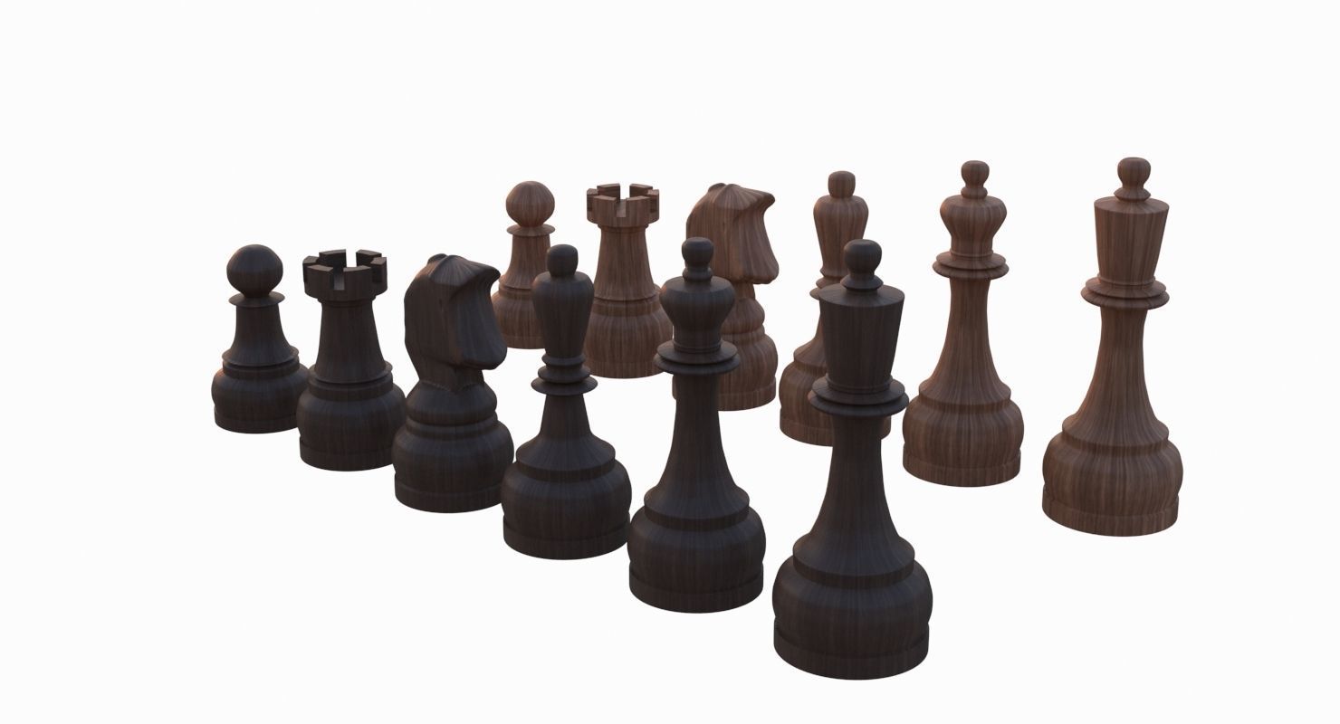 Chess Set Pieces Low-poly 3D model_10