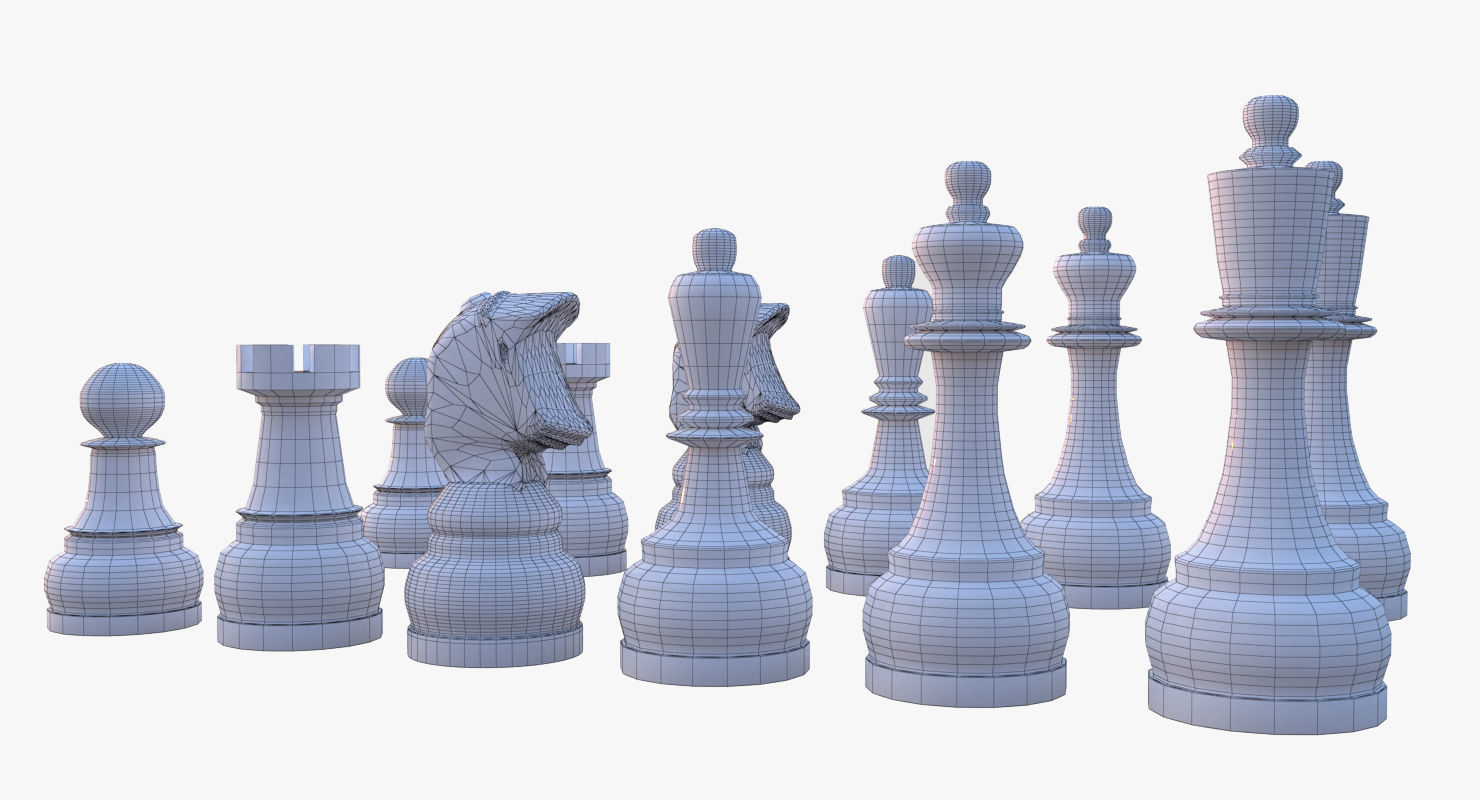 Chess Set Pieces Low-poly 3D model_3