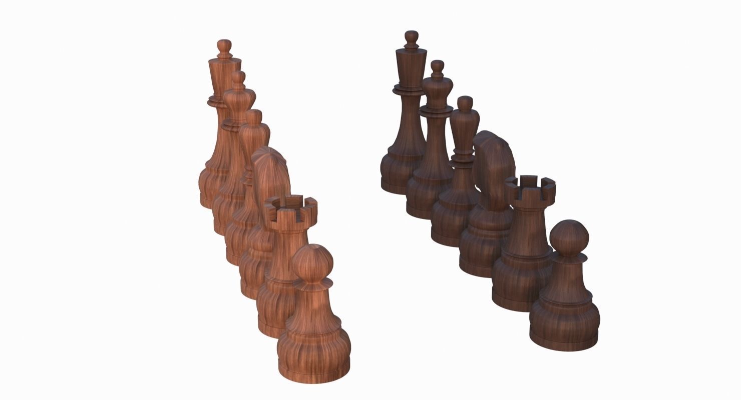 Chess Set Pieces Low-poly 3D model_20