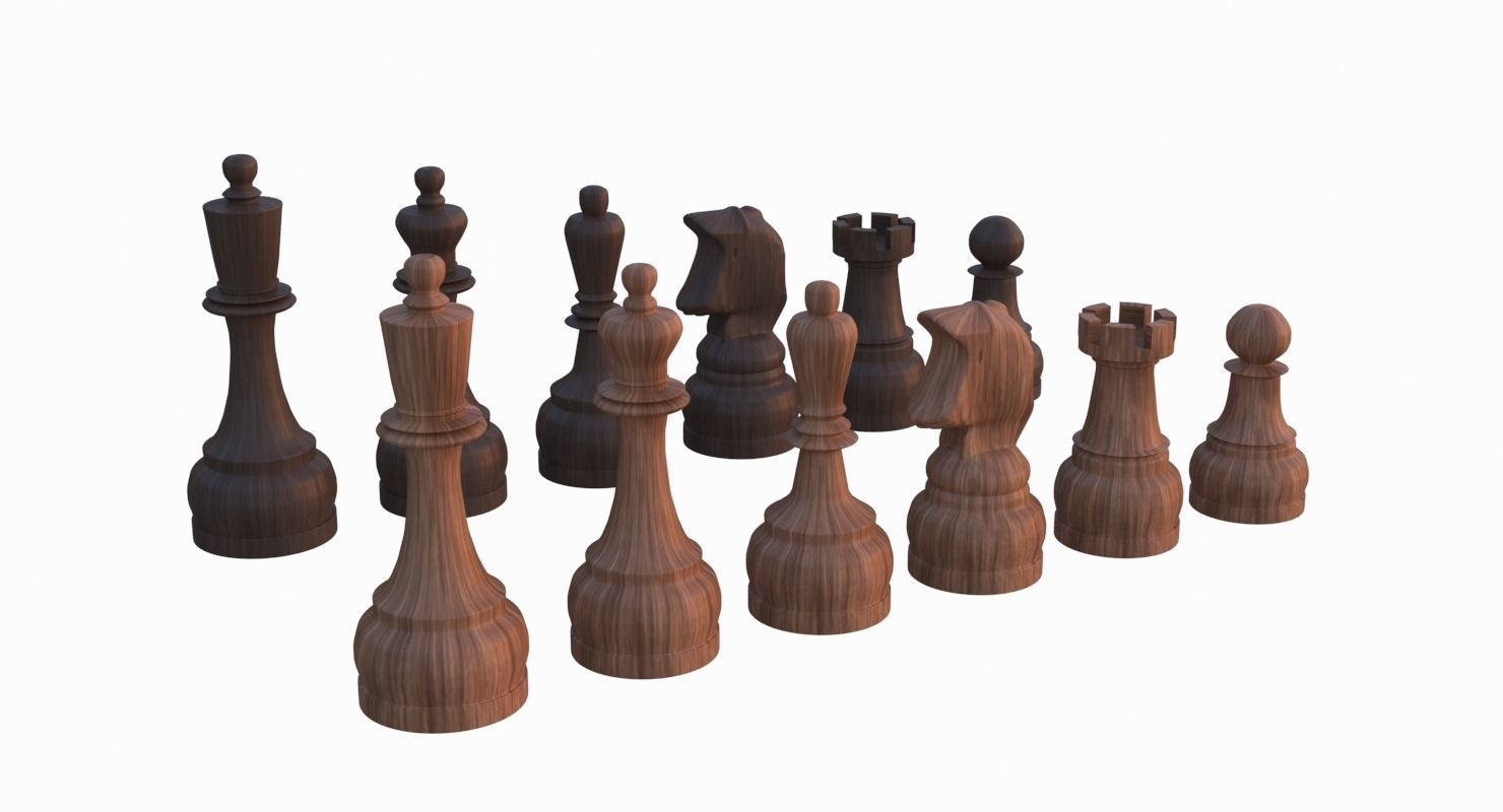 Chess Set Pieces Low-poly 3D model_15