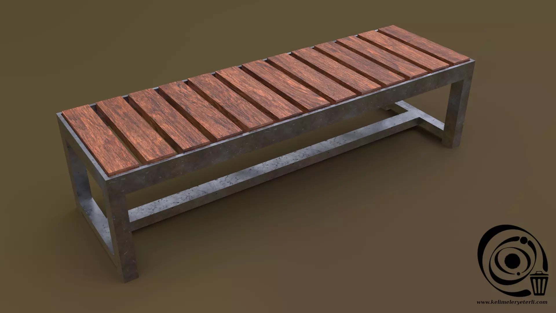 Bench 13 Low-poly 3D model_0