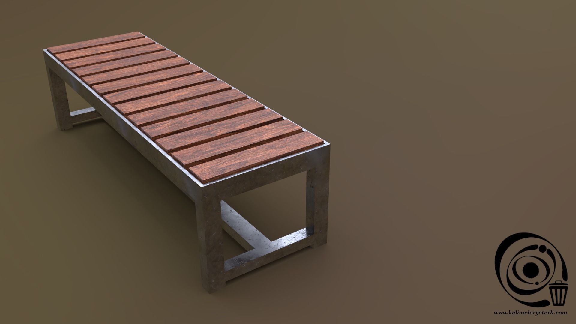 Bench 13 Low-poly 3D model_1