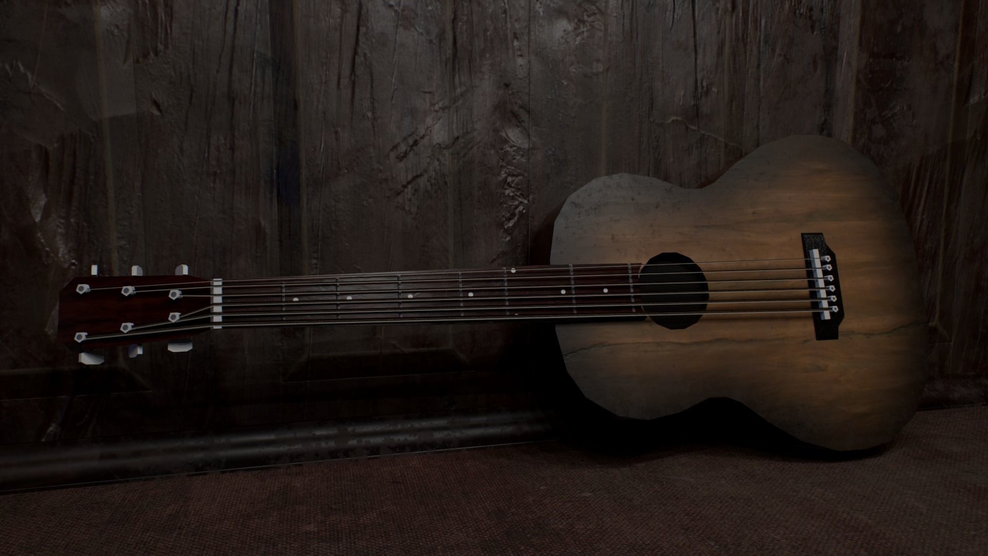 Acoustic Guitar Free low-poly 3D model_1