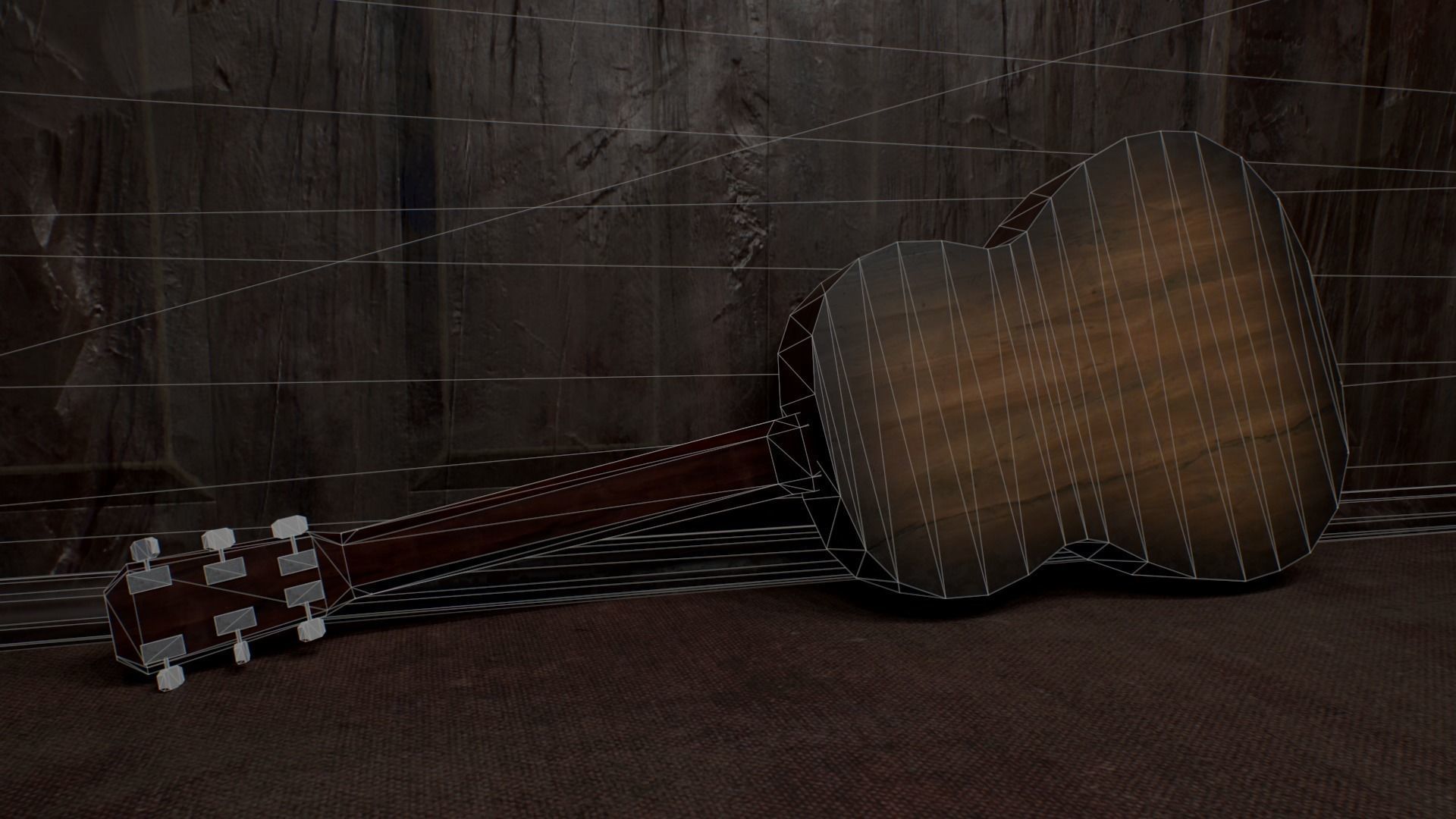 Acoustic Guitar Free low-poly 3D model_4