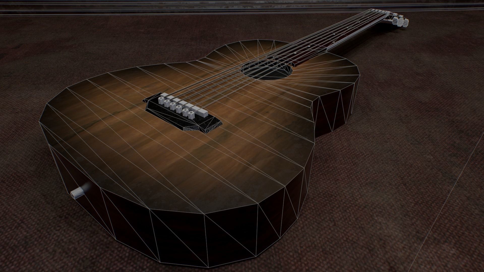 Acoustic Guitar Free low-poly 3D model_6