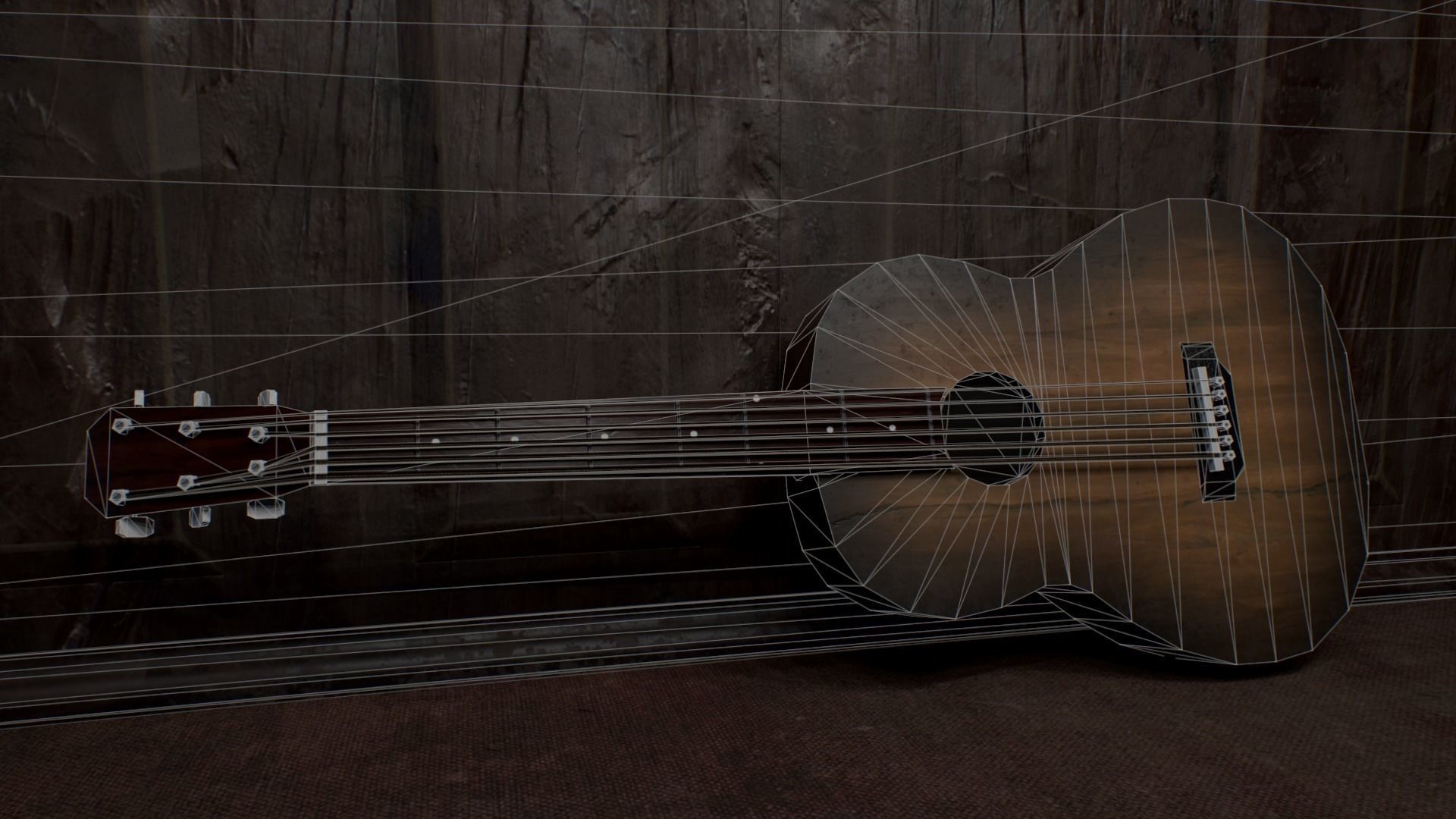 Acoustic Guitar Free low-poly 3D model_2