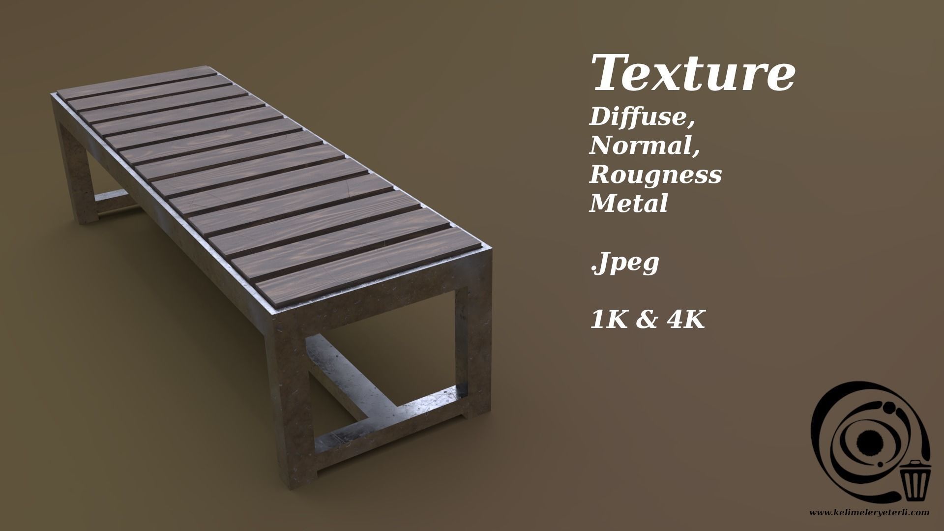 Bench 14 Low-poly 3D model_4