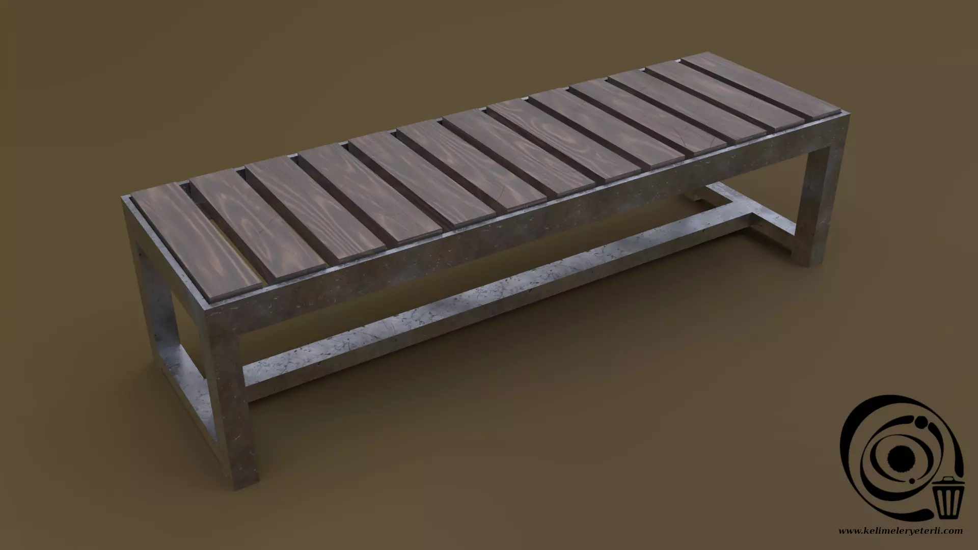 Bench 14 Low-poly 3D model_0