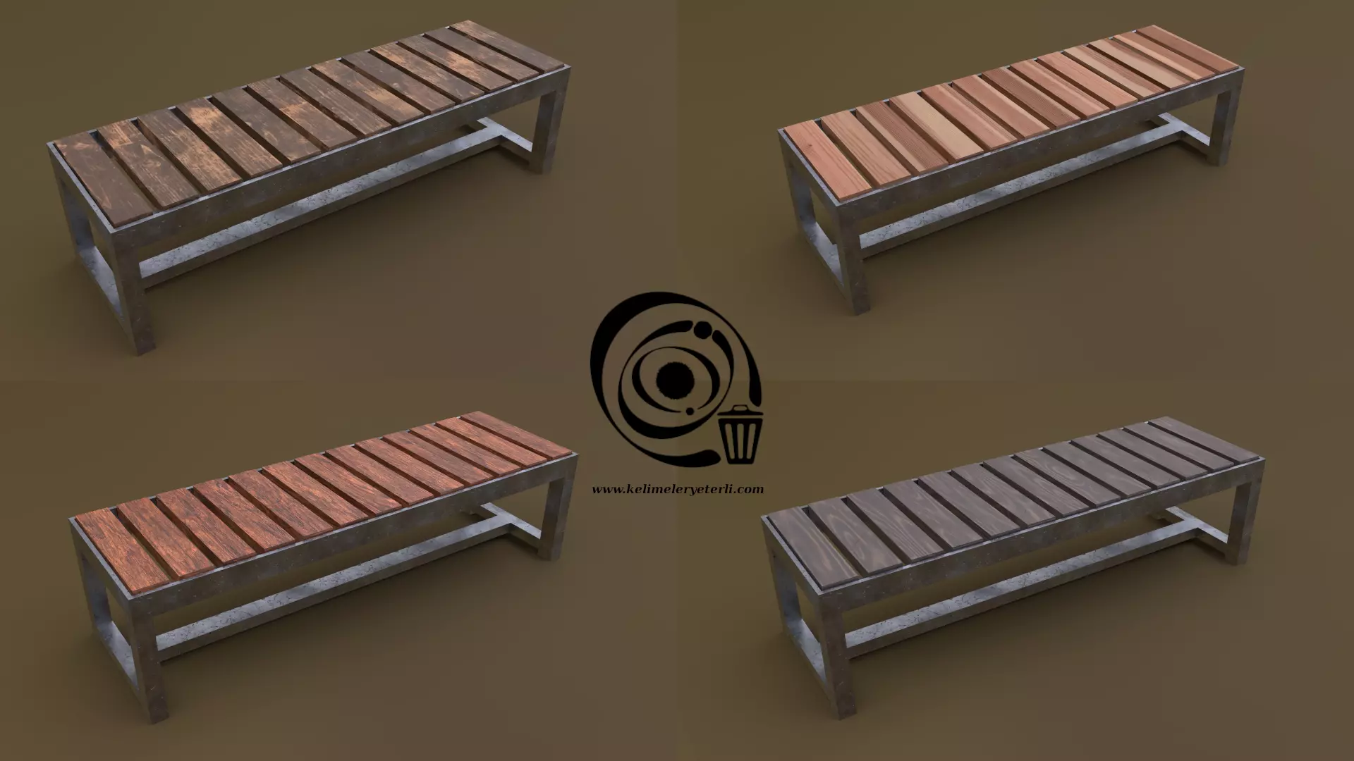 bench 15 4in1 - 4 Texture 1 Model Low-poly 3D model_0