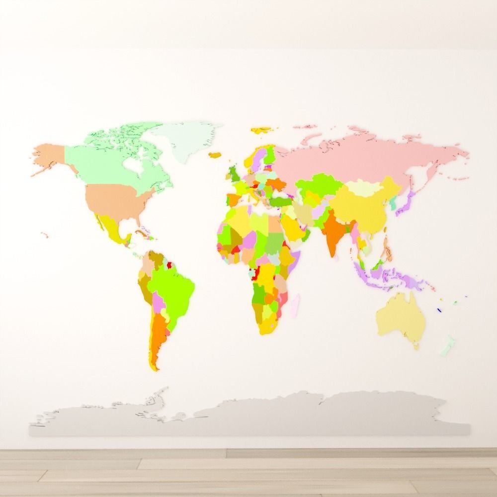 world map decor  3D model_4