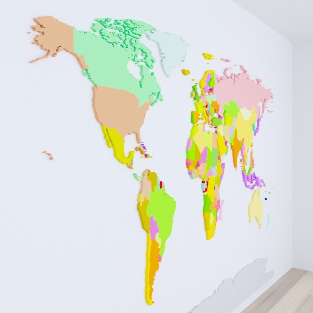world map decor  3D model_5