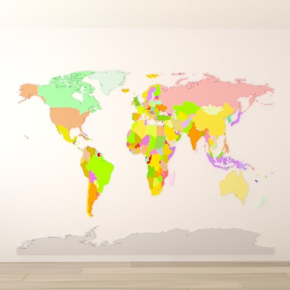 world map decor  3D model_2